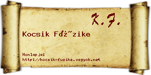 Kocsik Füzike névjegykártya